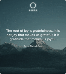 a quote from david steindl-rast says that the root of joy is gratitude