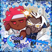 a picture of two cartoon characters with the words " good night " on the bottom