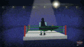 a cartoon of batman in a boxing ring with the words verbal age on the bottom right