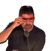 a man wearing sunglasses and a beard adjusts his glasses