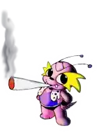a cartoon character smoking a cigarette with smoke coming out of his mouth