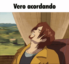 a cartoon of a man with the words vero acordando below him