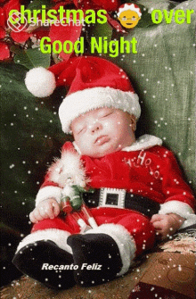 christmas over good night baby santa sleeping