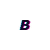 the letter b is displayed in a glitch effect