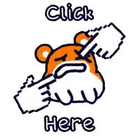 a drawing of a hamster holding a piece of paper with the words click here below it