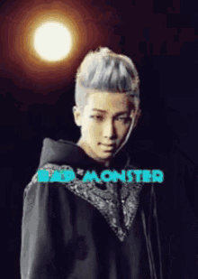 a picture of a man with the word monster written on it