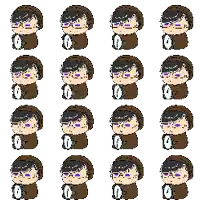 a pixel art of a person holding a clock with the number 0 on it