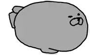 a cartoon drawing of a seal with a smiley face