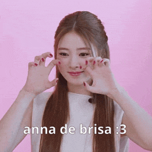 anna de brisa 3 is written on a pink background with a woman