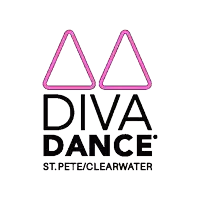 a diva dance logo with pink triangles and the words diva dance st. pete / clearwater .