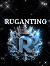 a logo for rugantino with a crown and dragons