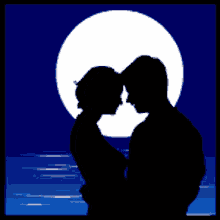 bisou couple love kiss moon