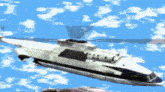 a helicopter is flying in the sky with a blue sky in the background