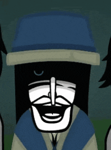 a cartoon of a man with a hat and a mustache smiling