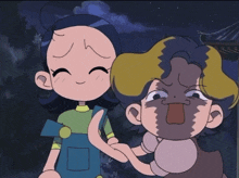 a cartoon drawing of a boy and a girl holding hands with the boy making a funny face