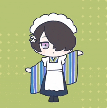 a cartoon of a girl in a maid outfit
