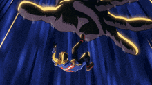 a cartoon character is being attacked by a giant monster