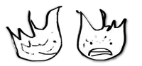 a black and white drawing of a person 's face with a crown and a sad face