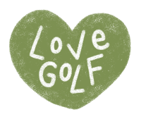 a green heart with the words love golf written inside of it