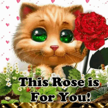 Cat Flower GIF - Cat Flower This Rose Is For You GIFs