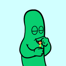 a green cartoon character is smoking a cigarette with smoke coming out of his mouth