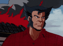 a cartoon of wolverine with his mouth open and his fist in the air