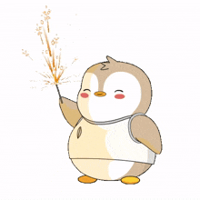celebration happy birthday fireworks penguin candle