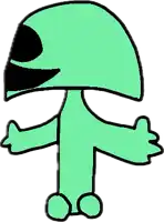 a cartoon drawing of a mushroom with a helmet on it