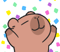 a cartoon bear is surrounded by colorful squares