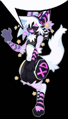 a cartoon drawing of a furry character with a speech bubble above her head that says xdx