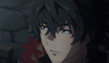 a close up of a anime character 's face
