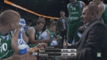 a basketball game between slovenia and spain is being played