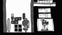 a black and white drawing of a game with score 31