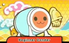 a cartoon drawing of a beginner donder with a squid in the background