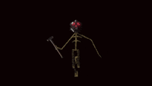 a 3d rendering of a robot with red lights on it