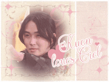 a picture of a man with the words kwon loves ciel above him