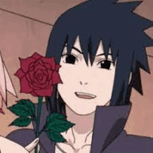 Sasuke With A Rose GIF