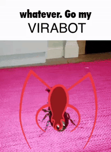 a picture of a spider with the words whatever go my virabot
