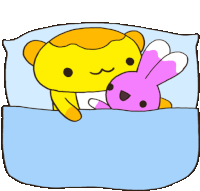 Bearuloo And Buniboo Tucked In Bed Sticker