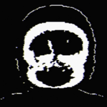 a black and white drawing of a circle with the letter g in it
