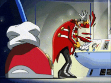 a cartoon character is brushing his teeth in front of a sink .