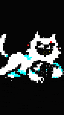 a pixel art drawing of a cat with sunglasses on