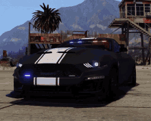 Police Mustang2018 Black White Stripes GIF