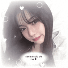 a picture of a girl with the words sanisa solo de isa