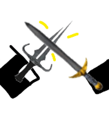 two swords are crossed over each other in a cartoon .