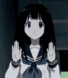 Anime Girl Waving Darker GIF