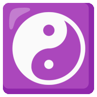 a purple square with a white yin yang symbol