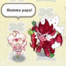 a cartoon character with a speech bubble that says mamma papa !