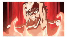 a cartoon of a man with fire coming out of his head