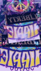 a collage of colorful graffiti with the word freedom visible